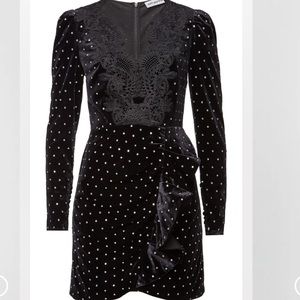 Sparkling Self-Portrait Velvet Dress with rhinestone embellishments throughout